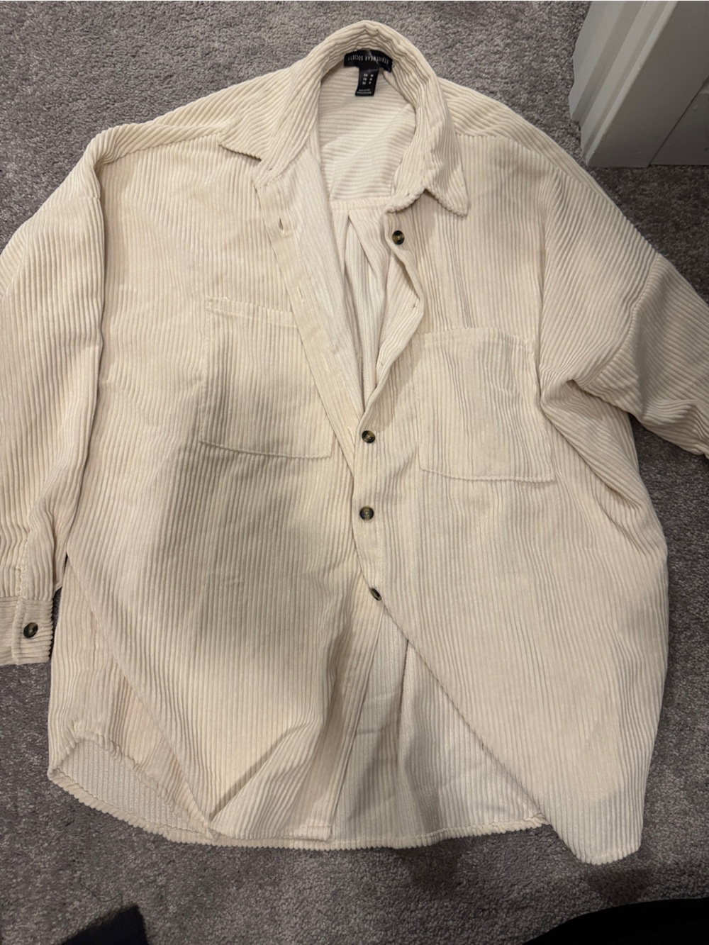 Zara women Cream Corduroy Button-Up Jacket